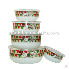 colorful enamel ice bowl /ice cream serving bowl with PE lid